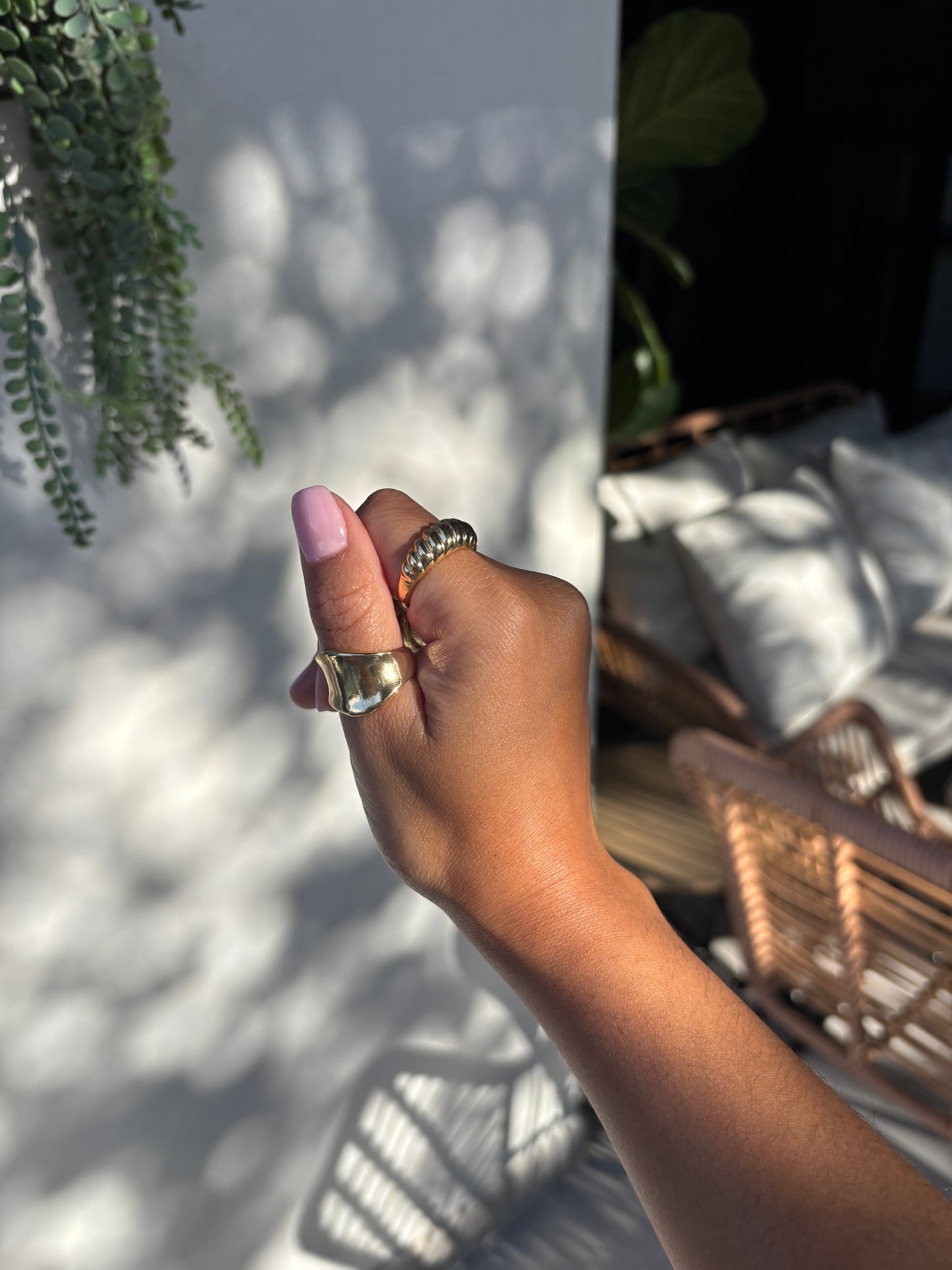 Gold Croissant Ring Set