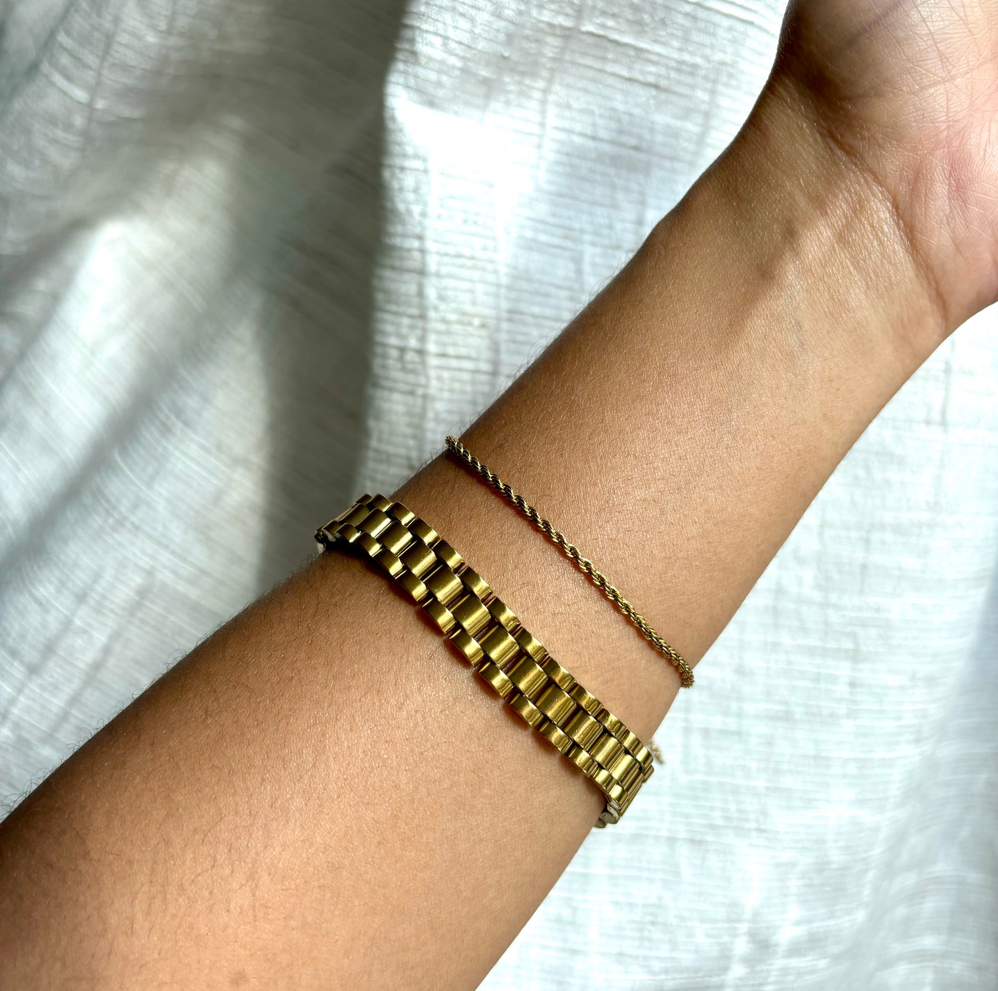 Unisex Gold Watchband & Twist Bracelet Set