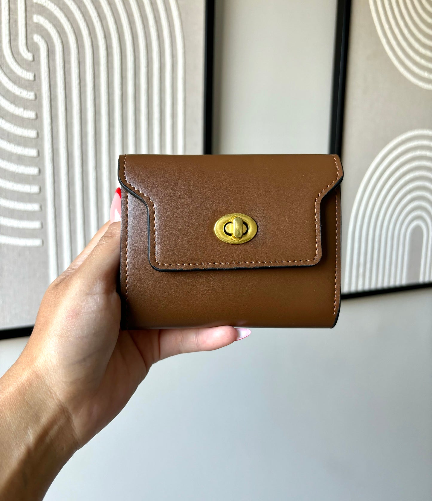Coffee Brown Clasp Lock Purse