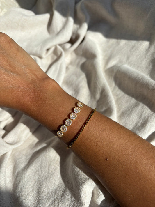 Gold Minimal & Ellen Rhinestone Bracelet Set