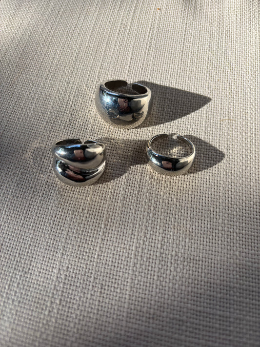 Silver Bubble Ring Set