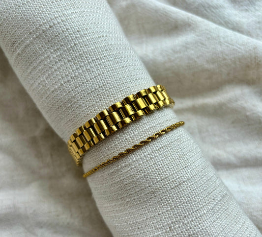 Unisex Gold Watchband & Twist Bracelet Set