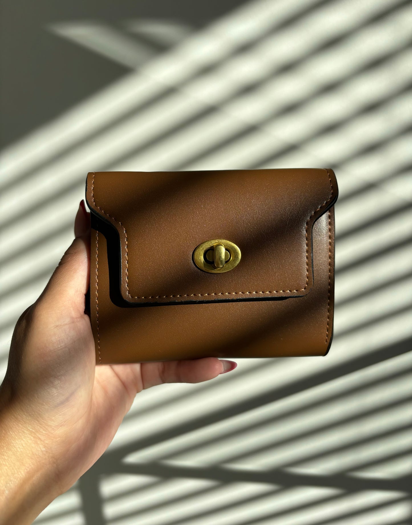 Coffee Brown Clasp Lock Purse